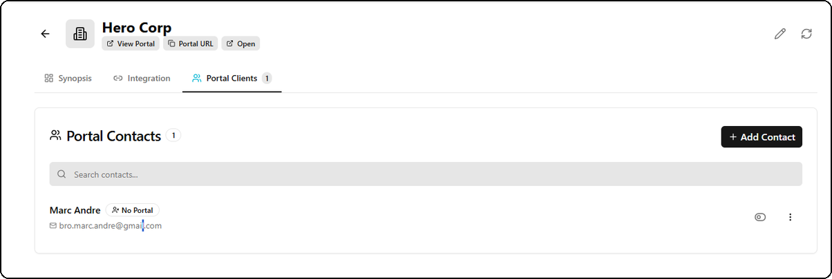 Portal Clients Tab