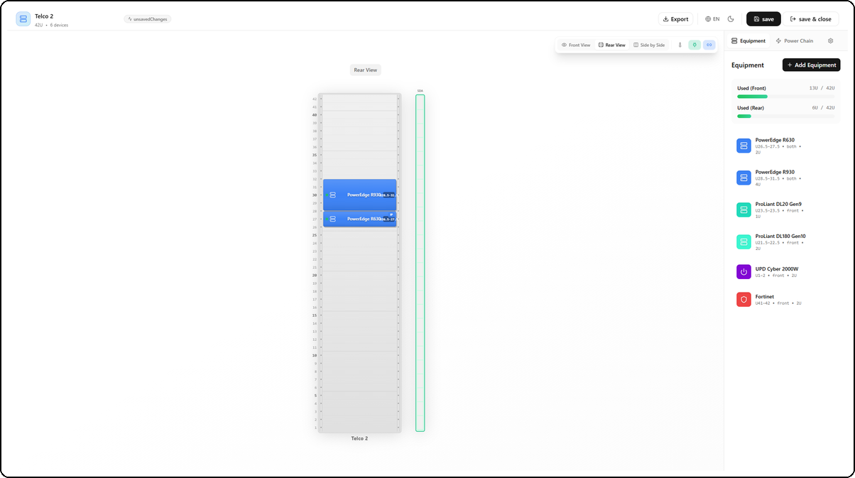Editeur de rack — Vue face arriere